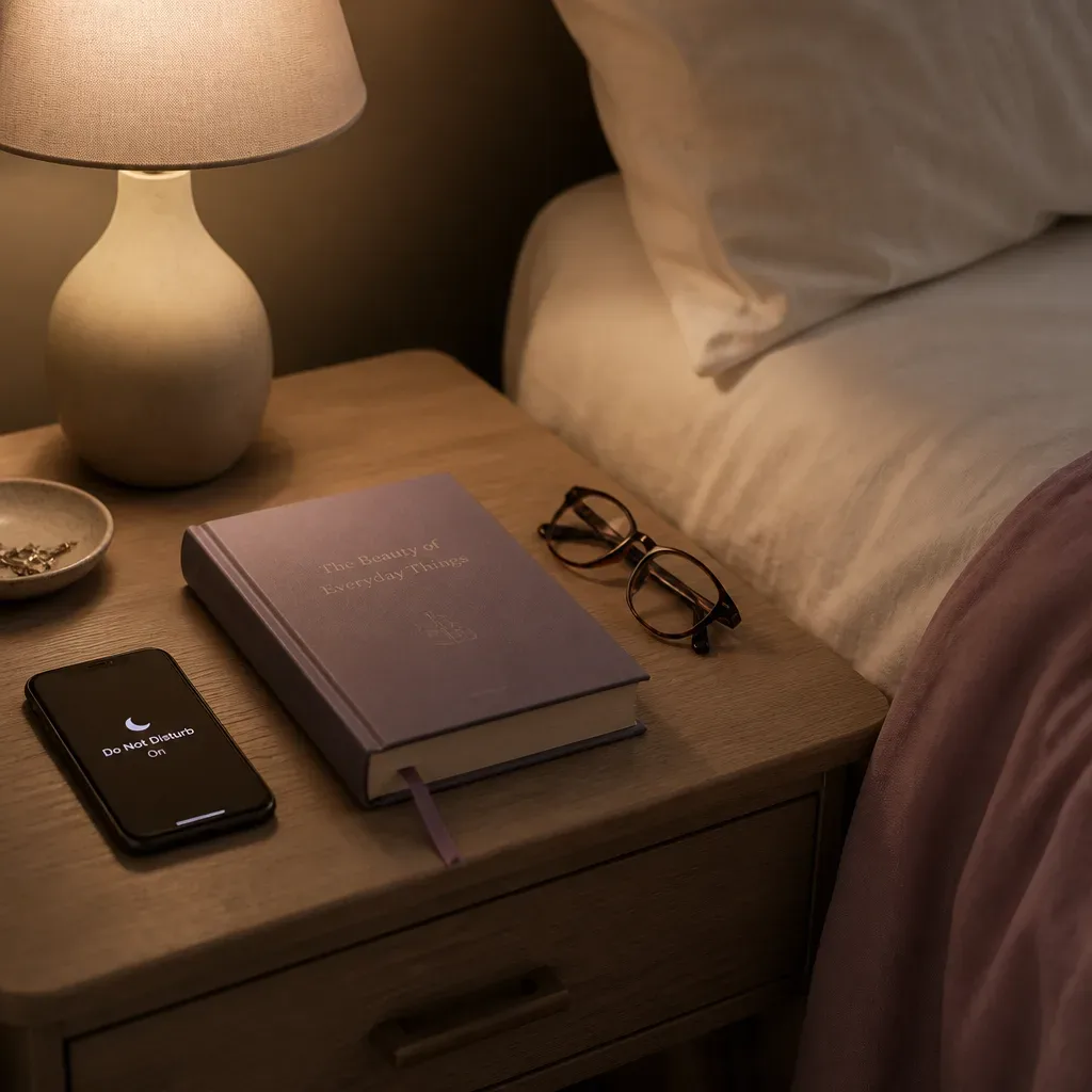 Comodino preparato per un breve rituale notturno